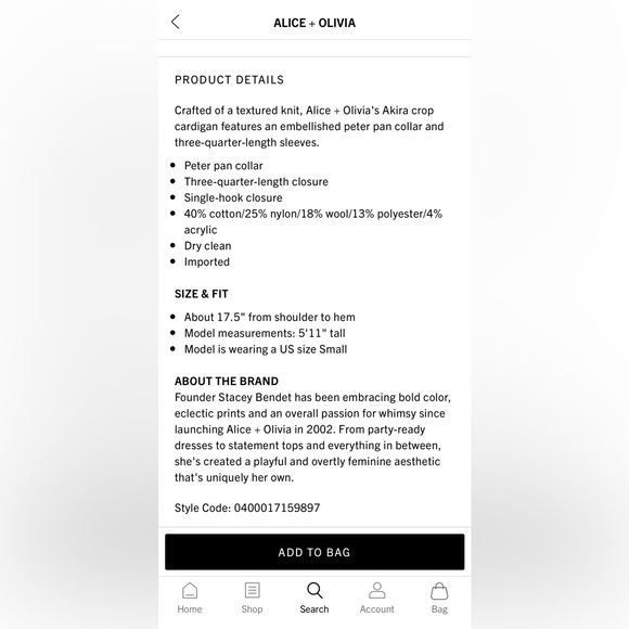 Alice+Olivia Akira Embellished Textured Knit Crop Cardigan - Picture 3 of 6